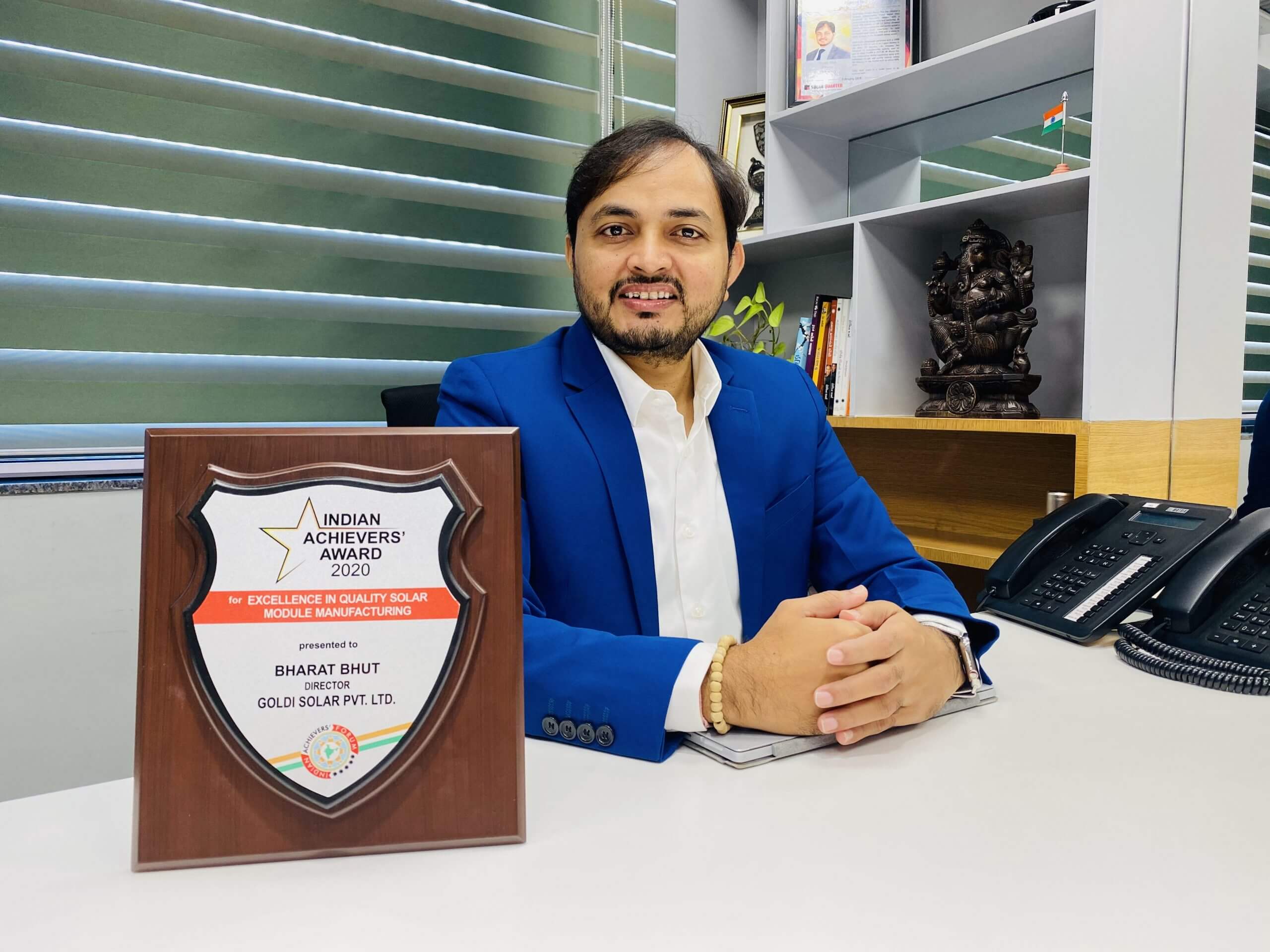 Bharat Bhut, Director, Goldi Solar, bags IAF Acheivers’ Award 2020 for Excellence in Manufacturing
